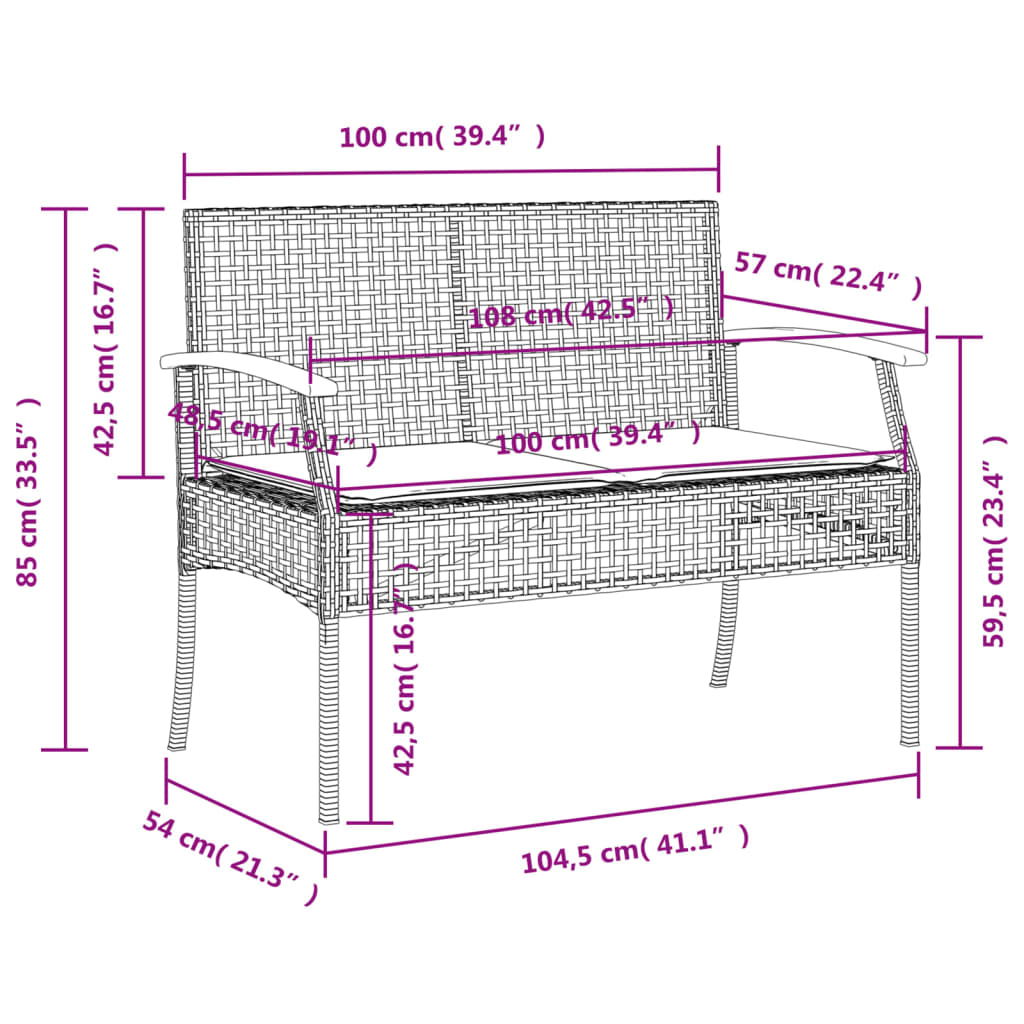 Set da Pranzo da Giardino 5 pz con Cuscini Beige in Polyrattan 3213586