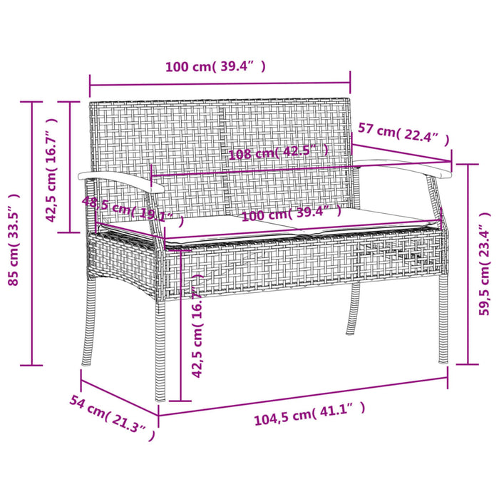 Set da Pranzo da Giardino 5 pz con Cuscini Beige in Polyrattan 3213586