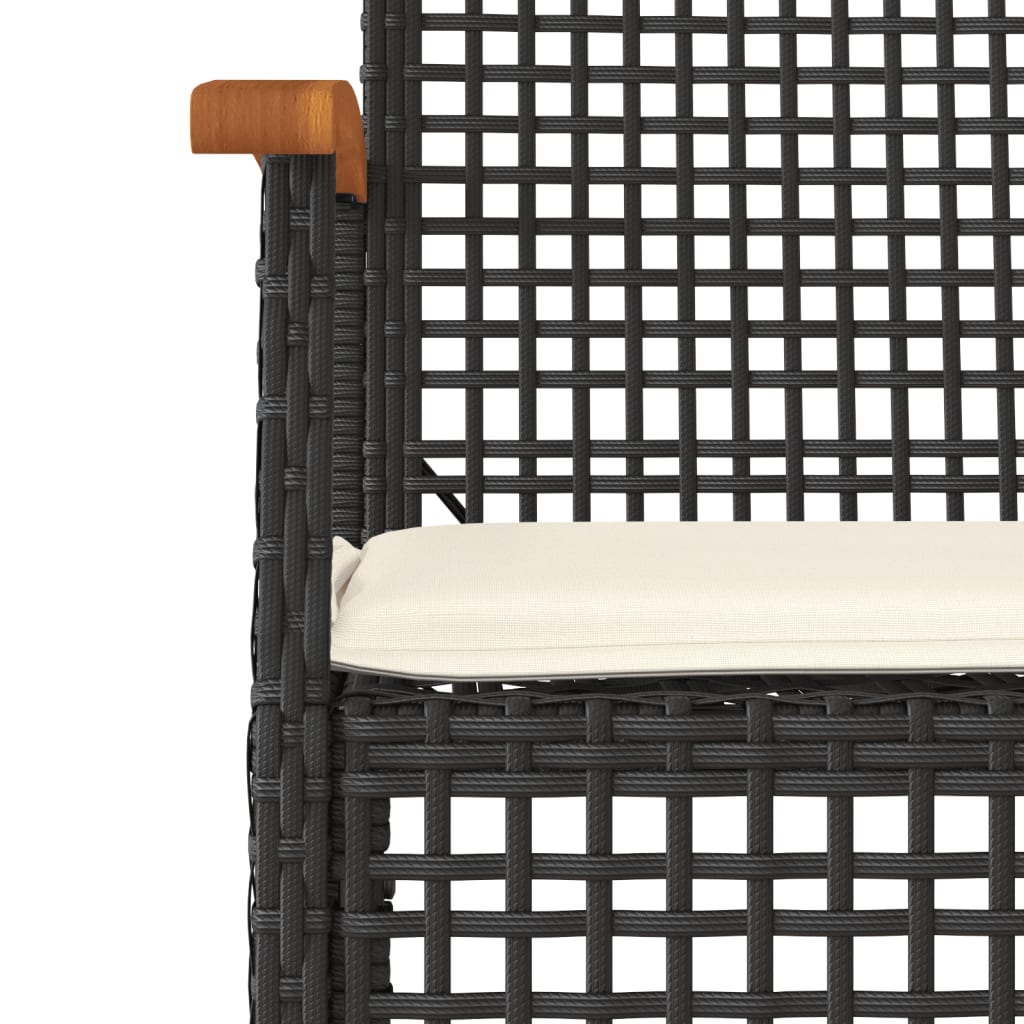 Set da Pranzo da Giardino 5 pz Nero con Cuscini in Polyrattan 3213599