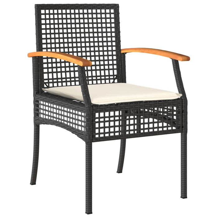 Set da Pranzo da Giardino 3 pz con Cuscini Nero in Polyrattan 3213603