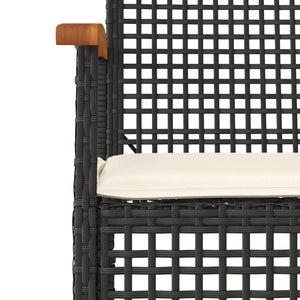 Set da Pranzo da Giardino 3 pz con Cuscini Nero in Polyrattan 3213603