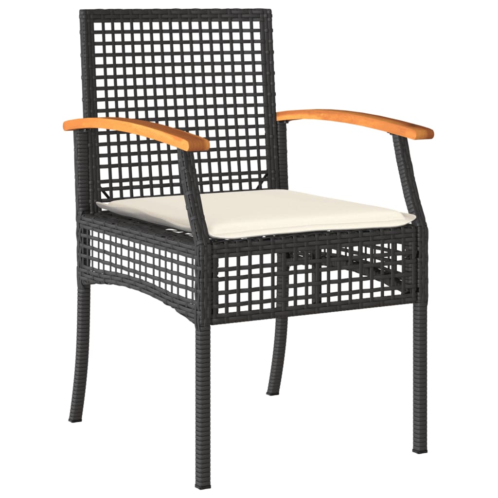 Set da Pranzo da Giardino 5 pz Nero con Cuscini in Polyrattancod mxl 114423