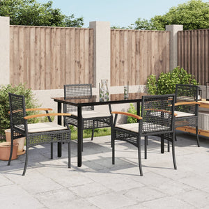 Set da Pranzo da Giardino 5 pz Nero con Cuscini in Polyrattancod mxl 92451