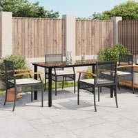 Set da Pranzo da Giardino 5 pz Nero con Cuscini in Polyrattan 3213606