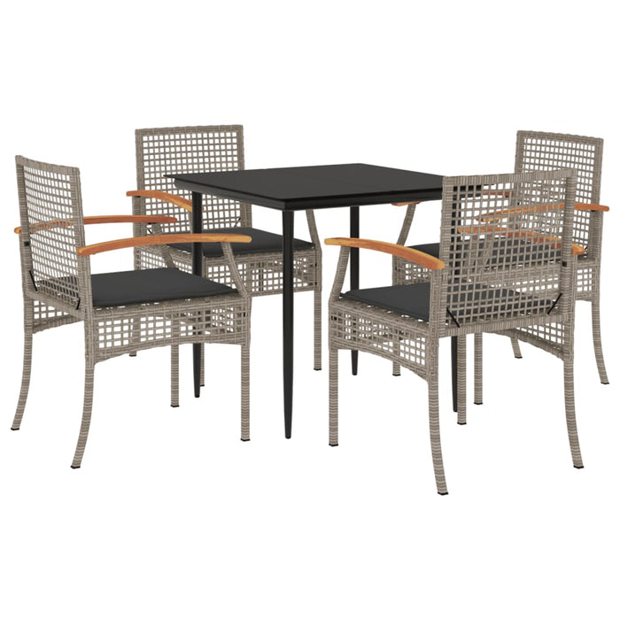 Set da Pranzo da Giardino 5 pz con Cuscini in Polyrattan Grigiocod mxl 89397