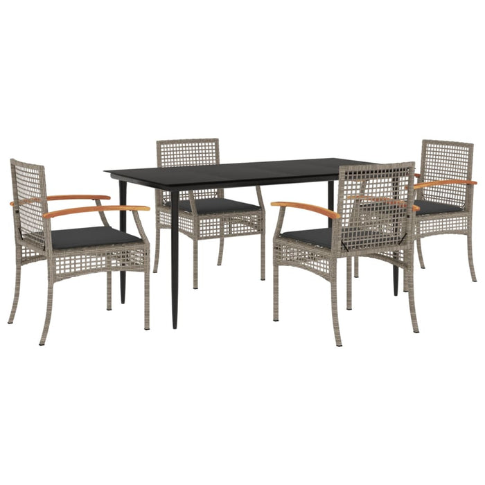 Set da Pranzo da Giardino 5 pz con Cuscini in Polyrattan Grigio 3213613