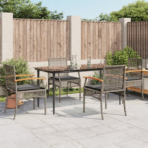 Set da Pranzo da Giardino 5 pz con Cuscini in Polyrattan Grigio 3213613