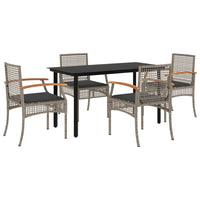 Set da Pranzo da Giardino 5 pz con Cuscini in Polyrattan Grigio 3213619