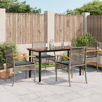 Set da Pranzo da Giardino 5 pz con Cuscini in Polyrattan Grigio 3213619