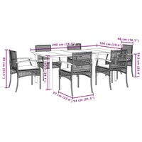 Set da Pranzo da Giardino 7 pz con Cuscini in Polyrattan Grigio 3213622