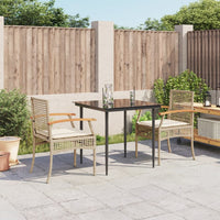 Set da Pranzo da Giardino 3 pz con Cuscini Beige in Polyrattan 3213624