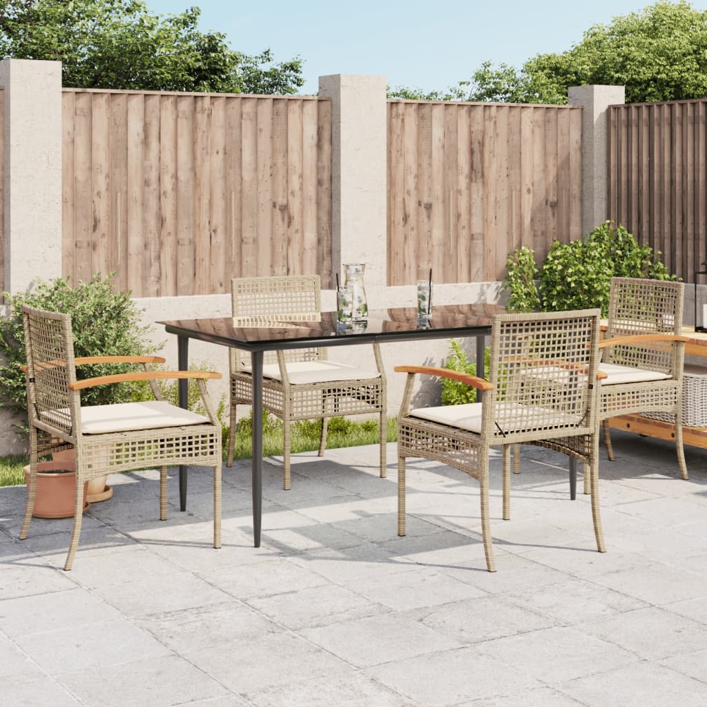 Set da Pranzo da Giardino 5 pz con Cuscini Beige in Polyrattan 3213627