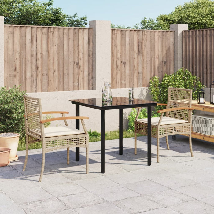 Set da Pranzo da Giardino 3 pz con Cuscini Beige in Polyrattan 3213631