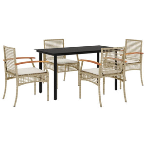 Set da Pranzo da Giardino 5 pz con Cuscini Beige in Polyrattan 3213633