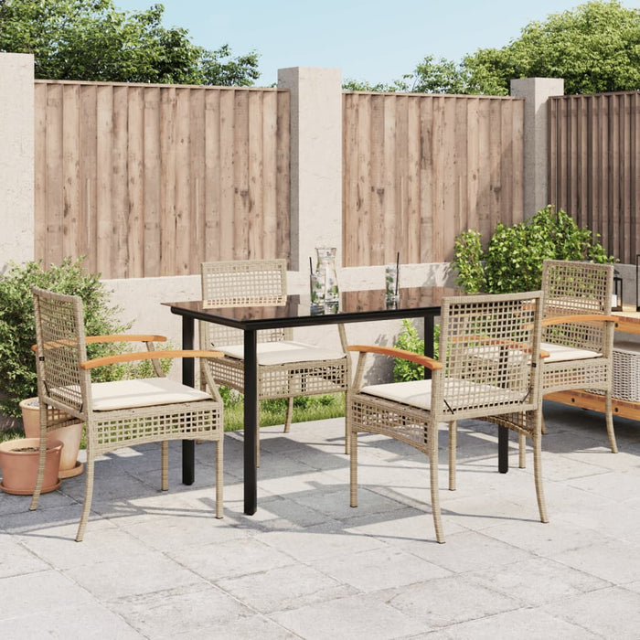 Set da Pranzo da Giardino 5 pz con Cuscini Beige in Polyrattan 3213633