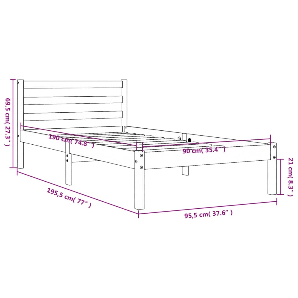 Giroletto Marrone Cera 90x190 cm in Legno Massello di Pino 844138