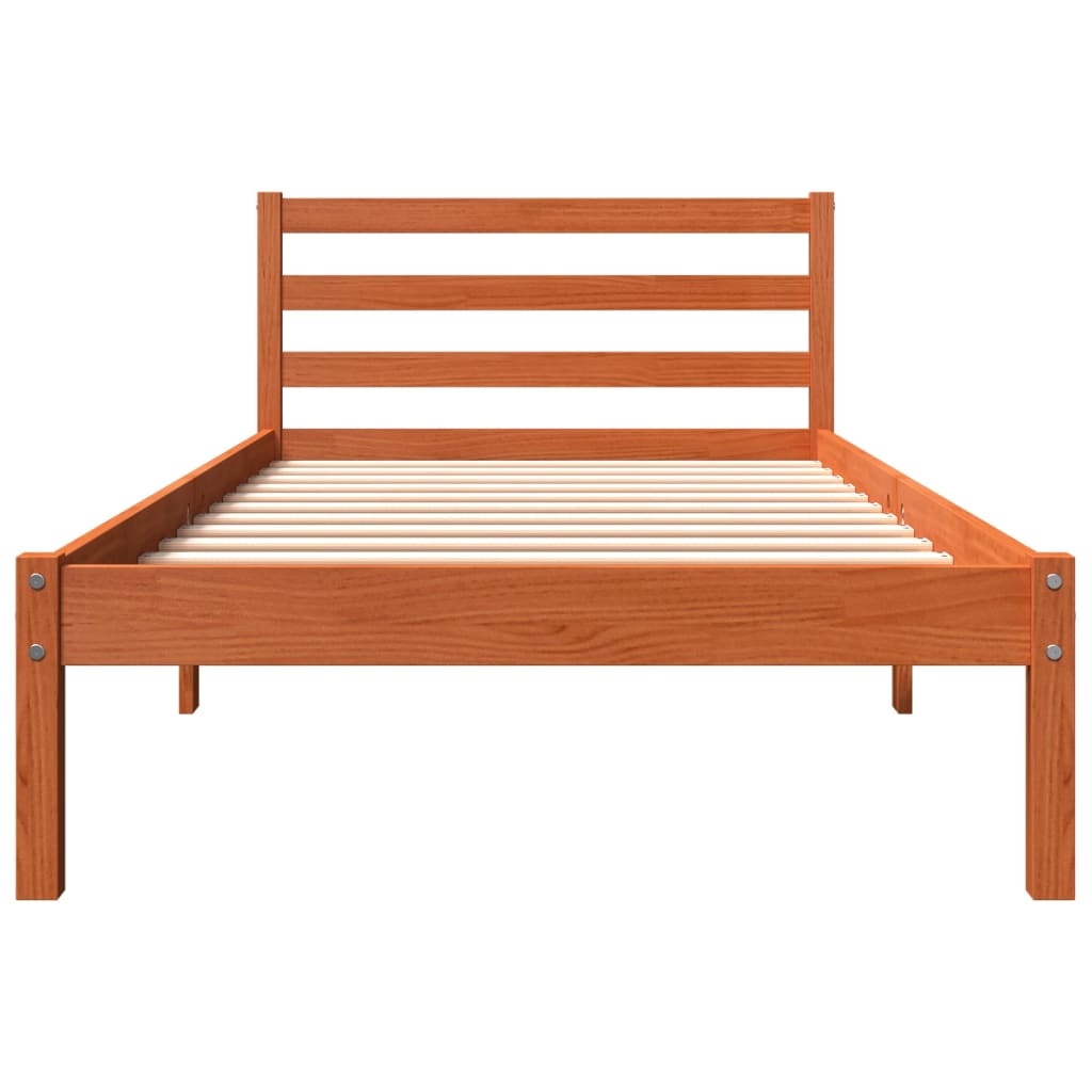 Letto senza Materasso Marrone Cera 90x200 cm Legno di Pino 844142