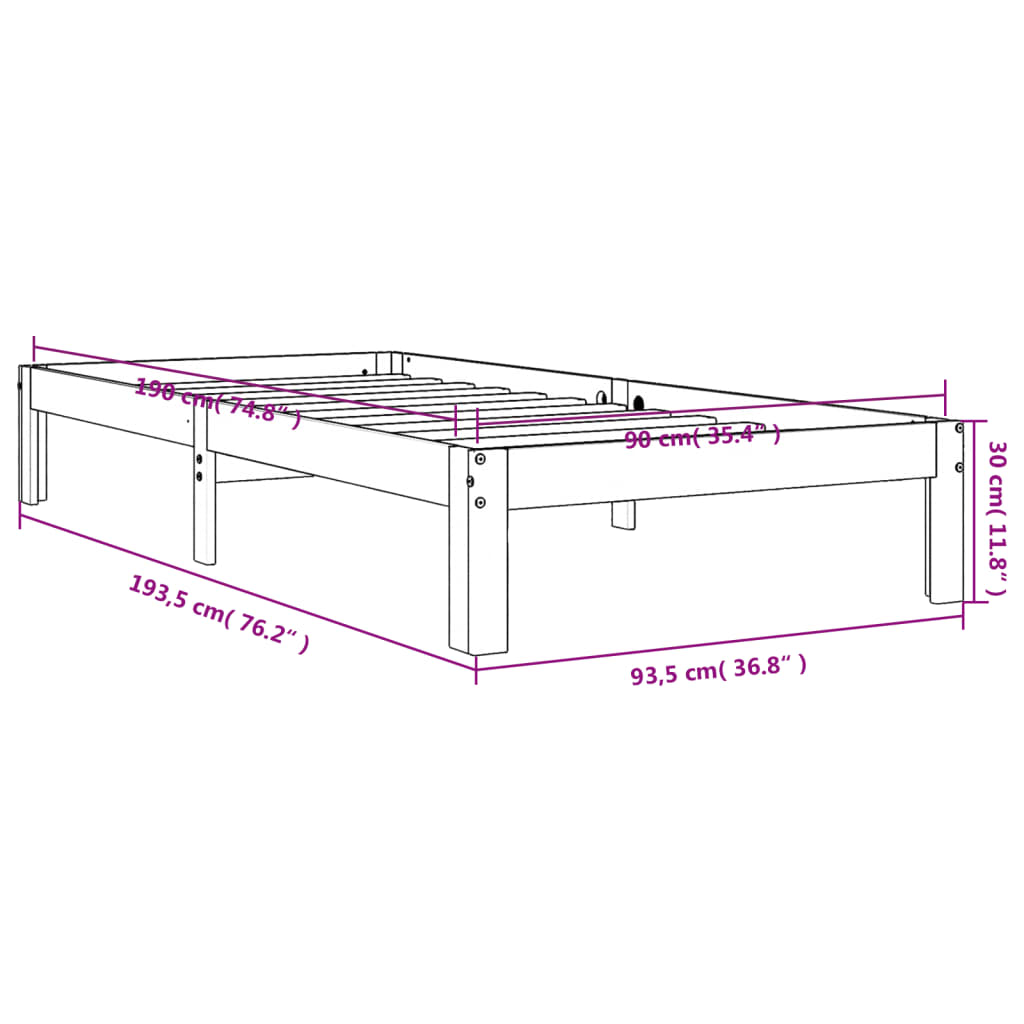 Giroletto Marrone Cera 90x190 cm in Legno Massello di Pino 844164