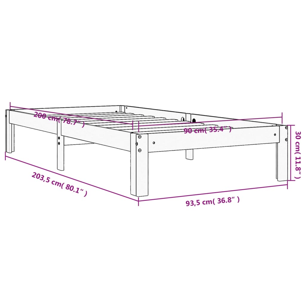 Giroletto Marrone Cera 90x200 cm in Legno Massello di Pino 844168