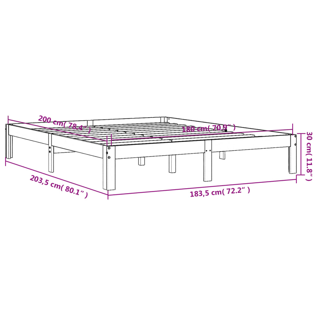 Giroletto Marrone Cera 180x200 cm in Legno Massello di Pino 844174