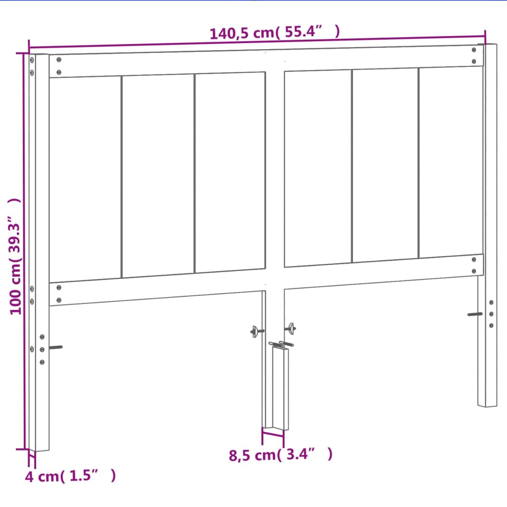 Testiera Marrone Cera 135 cm in Legno Massello di Pino 844240