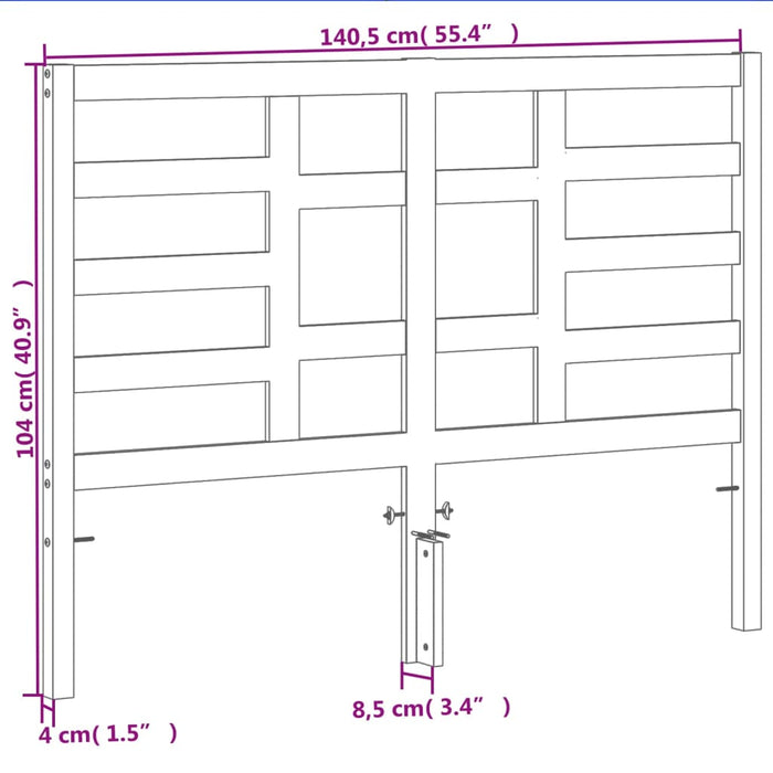 Testiera Marrone Cera 135 cm in Legno Massello di Pino 844250