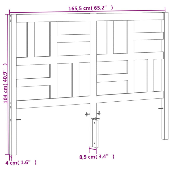 Testiera Marrone Cera 160 cm in Legno Massello di Pino 844263