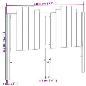 Testiera Marrone Cera 135 cm in Legno Massello di Pino 844283