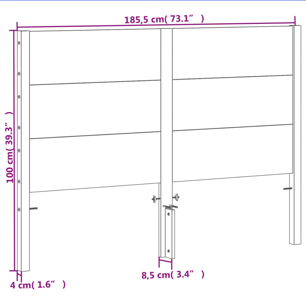 Testiera Marrone Cera 180 cm in Legno Massello di Pino 844327