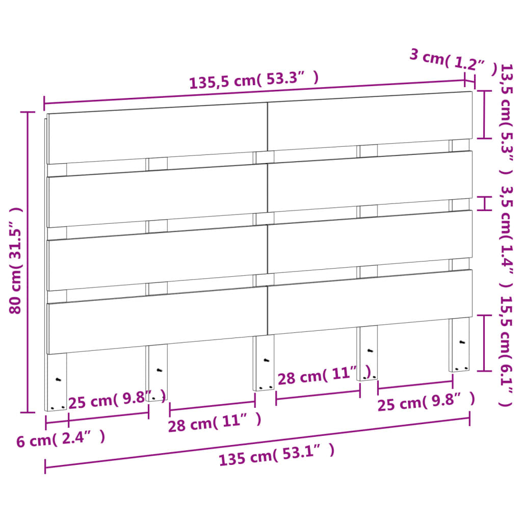 Testiera Marrone Cera 180 cm in Legno Massello di Pino 844448