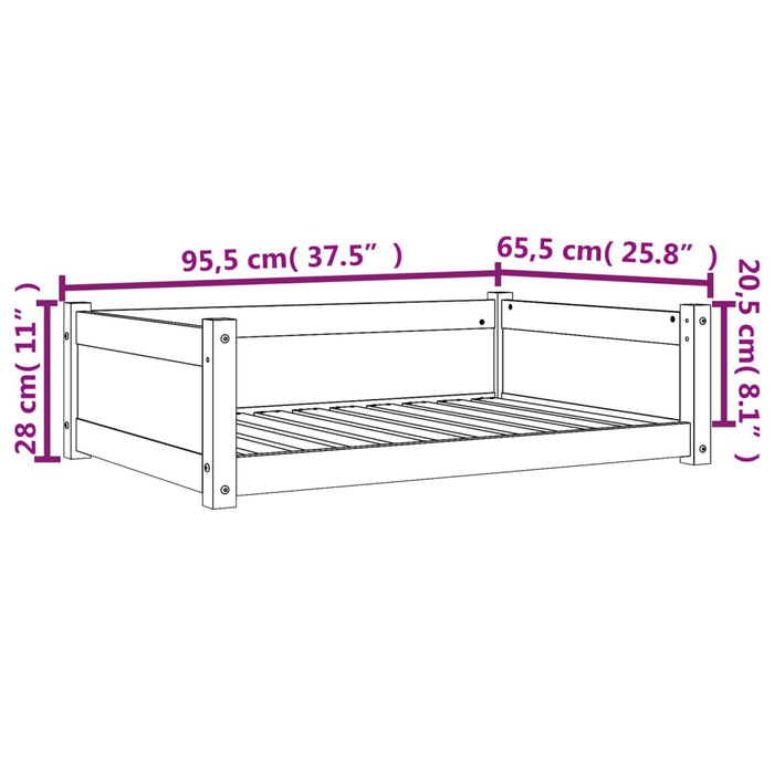 Cuccia per Cani Marrone Cera 95,5x65,5x28cm Legno Massello Pino 844465