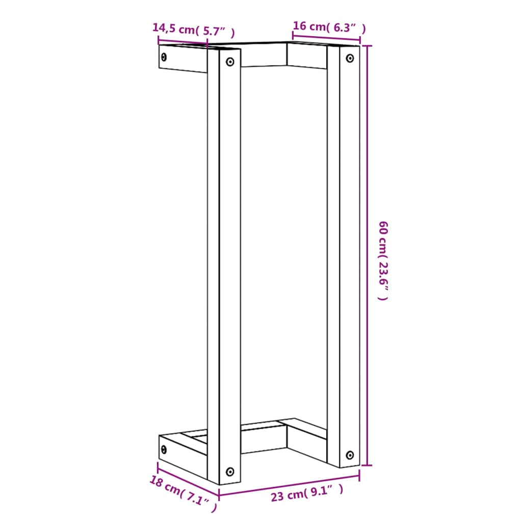 Portasciugamani Marrone Cera 23x18x60 cm Legno Massello di Pino 844473