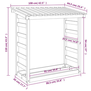 Portalegna Marrone Cera 108x64,5x110 cm Legno Massello di Pino 844476