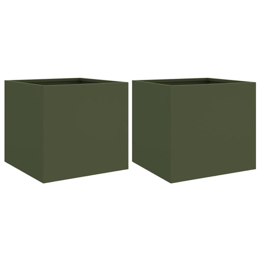 Fioriere 2pz Verde Oliva 32x30x29 cm Acciaio Laminato a Freddo 841542