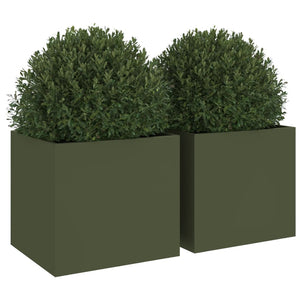 Fioriere 2pz Verde Oliva 32x30x29 cm Acciaio Laminato a Freddo 841542