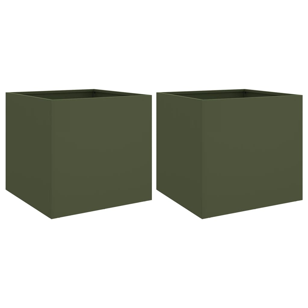 Fioriere 2pz Verde Oliva 49x47x46 cm Acciaio Laminato a Freddocod mxl 112193