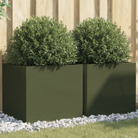 Fioriere 2pz Verde Oliva 49x47x46 cm Acciaio Laminato a Freddo 841566