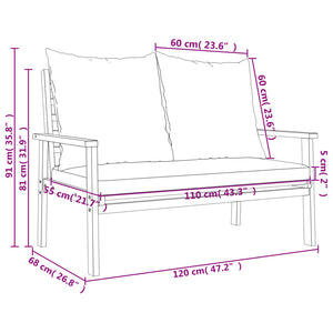 Set Mobili da Giardino 3pz con Cuscini Legno Massello di Acacia 3211798