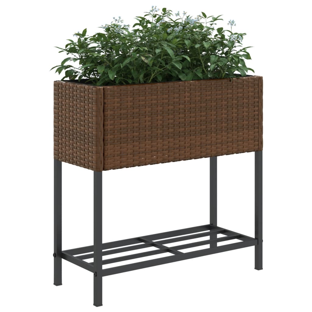 Fioriere Giardino con Ripiani 2pz Marroni 70x28x70cm Polyrattan 3210511