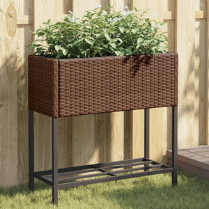 Fioriere Giardino con Ripiani 2pz Marroni 70x28x70cm Polyrattan 3210511