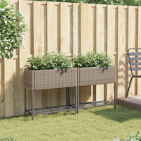 Fioriere Giardino con Ripiani 2pz Grigie 70x28x70cm Polyrattan 3210512