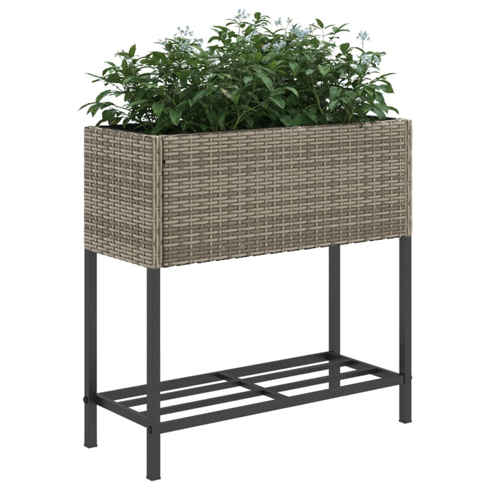 Fioriere Giardino con Ripiani 2pz Grigie 70x28x70cm Polyrattan 3210512