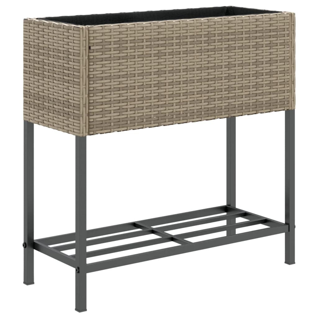 Fioriere Giardino con Ripiani 2pz Grigie 70x28x70cm Polyrattan 3210512