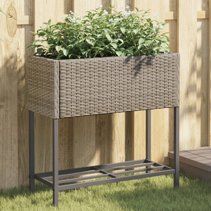 Fioriere Giardino con Ripiani 2pz Grigie 70x28x70cm Polyrattan 3210512