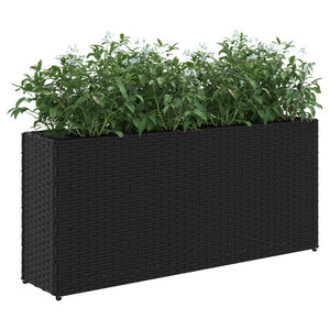 Fioriere da Giardino con 2 Vasi Nere 90x20x40 cm in Polyrattan 3210513