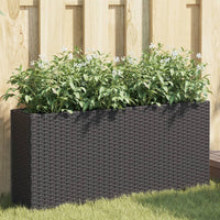 Fioriere da Giardino con 2 Vasi Nere 90x20x40 cm in Polyrattan 3210513