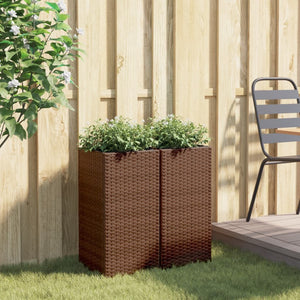 Fioriere da Giardino 2 pz Marrone 30x30x60 cm in Polyrattan 3210517