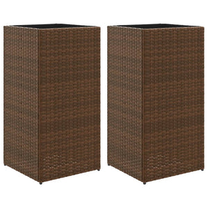 Fioriere da Giardino 2 pz Marrone 40x40x80 cm in Polyrattan 3210520