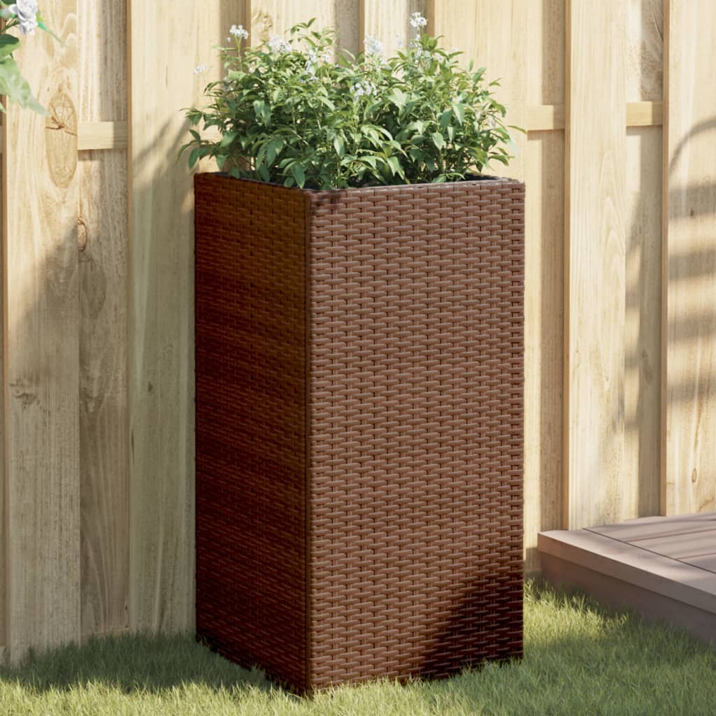 Fioriere da Giardino 2 pz Marrone 40x40x80 cm in Polyrattan 3210520