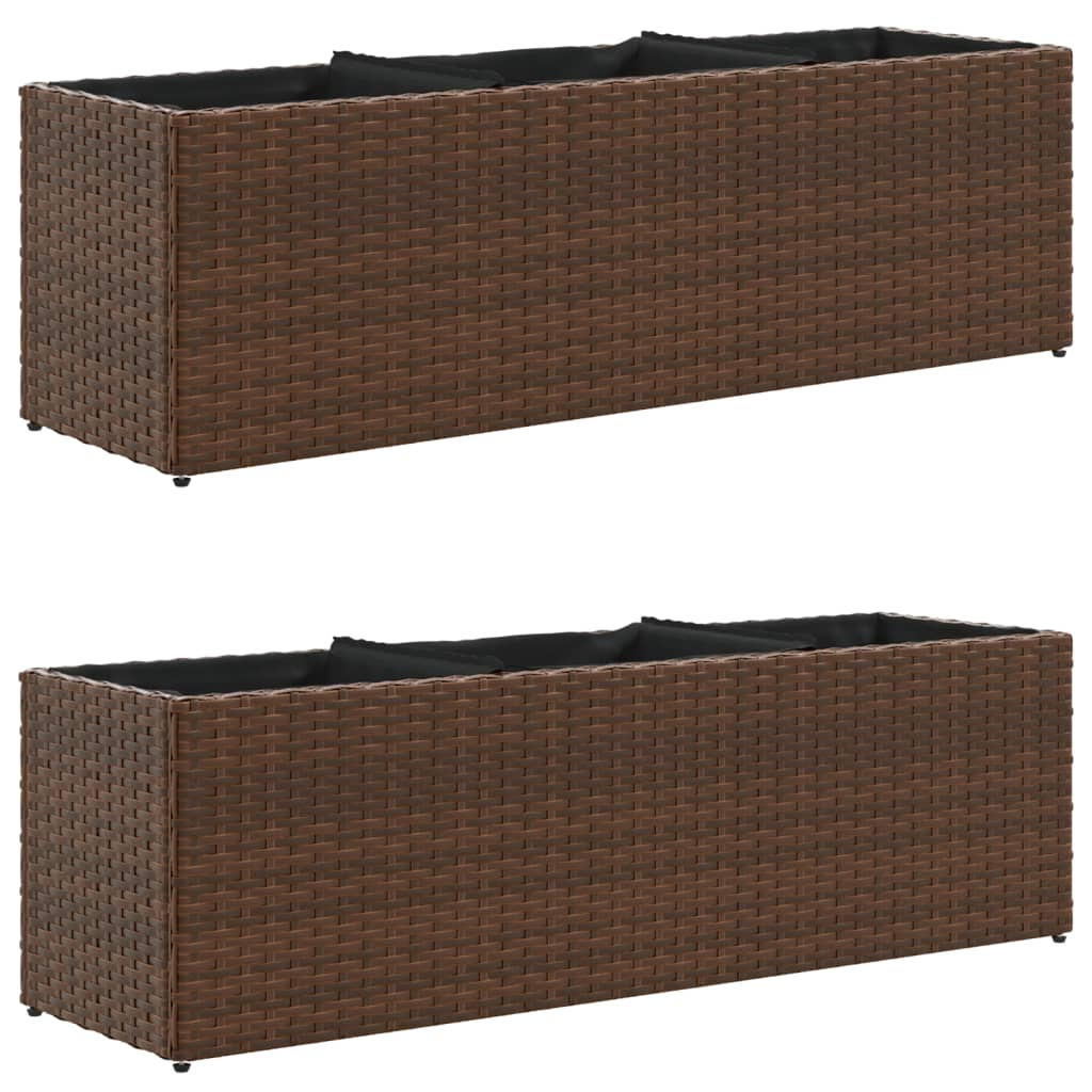 Fioriere da Giardino con 3 Vasi Marrone 105x30x32 cm Polyrattan 3210523